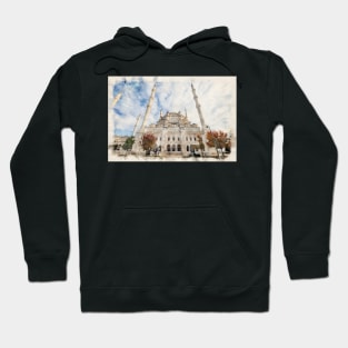 Sabanci Central Mosque in Adana, Turkey watercolor illustration Hoodie